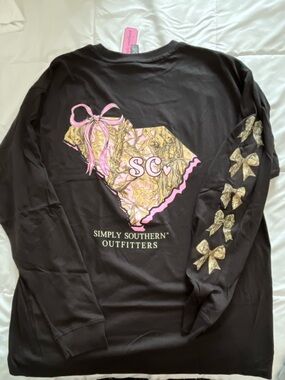Simply Southern “SC” State Camo Long Sleeve Black. Size Large